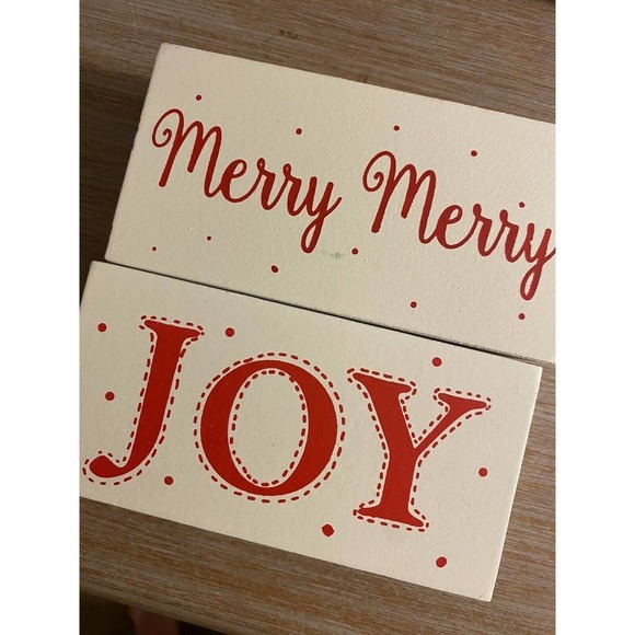 LOT of 4 Christmas Wooden Box Signs Tabletop Decor Wall Art Holiday Hanging Sign - Picture 4 of 6